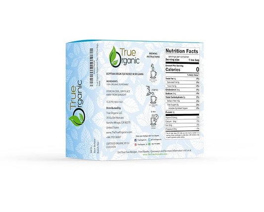 True Organic Premium Peppermint Tea, 100 Count Tea Bags, USDA Organic & Kosher Certified