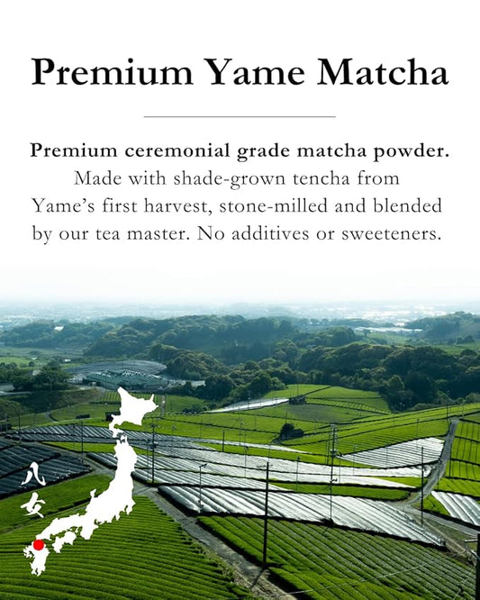 Emptea Yame Matcha Powder Premium Ceremonial Grade – First Harvest Stone-milled Premium Blend Japanese Green Tea Powder from Yame Japan 1.06 oz (30g) Tin