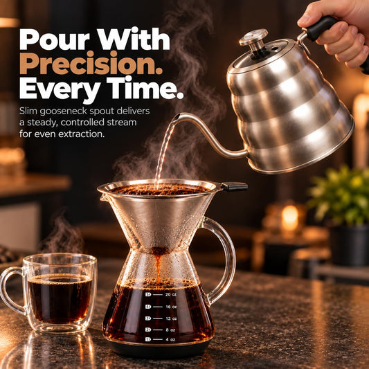 Bean Envy Gooseneck Kettle Stovetop - Pour Over Kettle with Thermometer