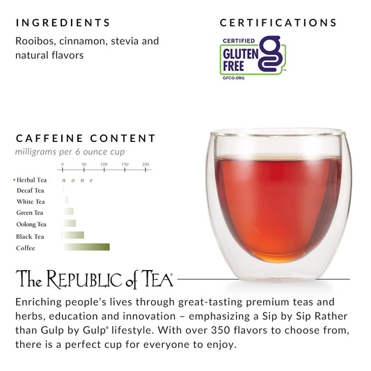 The Republic of Tea Cuppa Cake Gingerbread Herbal Tea, Caffeine Free, 36 Ct | Suitable for day or evening . Mellow and rounded with notes of warming ginger and baking spice. Gluten Free and Carb Free.
