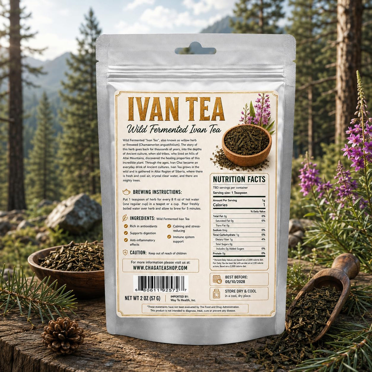Siberian Fermented Wild Ivan Chai Loose Herbal Tea All Natural, No Caffeine (NET WT 2 OZ (57G))