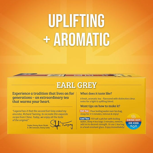 Twinings Earl Grey Black Tea Individually Wrapped Bags, 100 Count (Pack of 1), Flavoured with Citrus & Bergamot, Caffeinated, Enjoy Hot or Iced, 100 Teabags