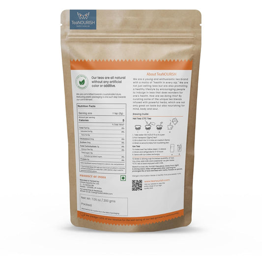TeaNOURISH Nourishing Indian Classic Chai Tea | Full Bodied Assam CTC Tea Blended with 15% Black Tea Leaves| Freshly Sourced Direct from Origin | 100% NATURAL - 7.05oz/200g (Pack of 2)