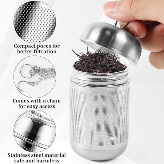 2Pcs Tea Infuser, 2 Size Tea Steeper with Extended Chain Hook, Extra Fine Mesh Tea Strainers for Loose Tea, 304 Stainless Steel Tea Filters for Brew Tea, Spices & Seasoning(1M +1L)