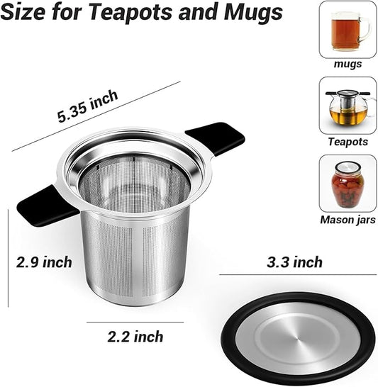Tifanso Stainless Steel Tea Infuser Steeper Strainer for Loose Leaf Tea, Fine Mesh Reusable Diffusers Ball Bag Filter Holder with Heat Proof Handles