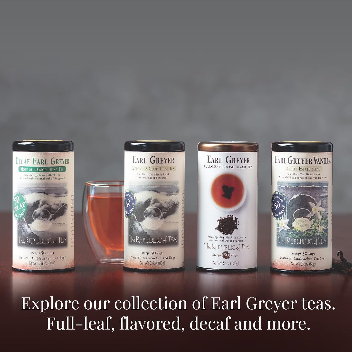 The Republic of Tea Earl Greyer Black Tea, Naturally Caffeinated, 50 Count | Made for morning or afternoon. Brisk and full-bodied with notes of bright bergamot and lively citrus. Gluten Free & Non-GMO.
