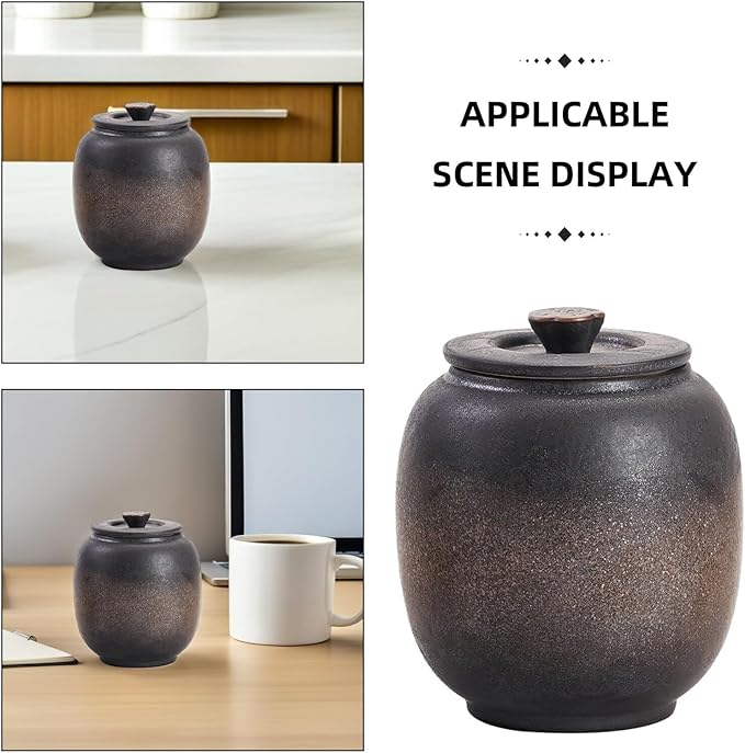 TOBAZA Ceramic Coffee Canister with Airtight Lid, Kitchen Food Storage Jar china for Loose Tea, Salt, Herb, Sugar, Spice, Beans, Nuts, Traditional Chinese china