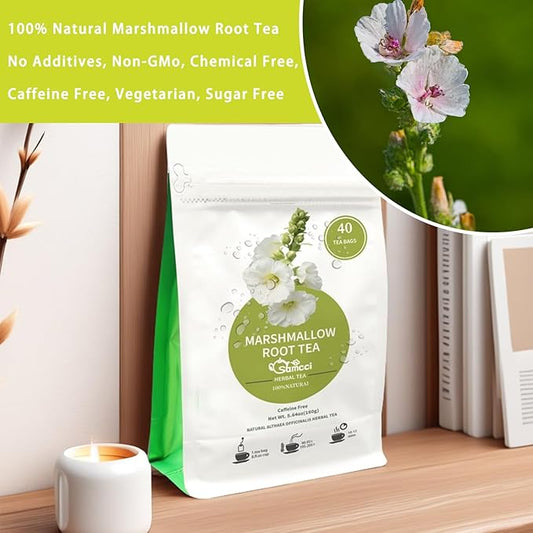 Samcci - Marshmallow Root Tea, 2g x 40 Tea Bags -100% Natural & Pure Dried Cut & Sifted Althaea Officinalis - No Sugar - No Caffeine - No Gluten