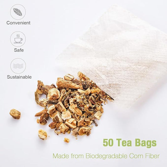 50 Bags Roasted Dandelion Root Tea Bags, 2.5/Bags, Natural Dried Dandelion Root, Health Herb Dandelion Tea Loose Leaf, Caffeine Free