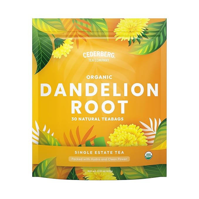 Cederberg Tea Company Organic Dandelion Root Tea — 30 Tea Bags, Organic Herbal Tea From Single Origin, Eco-Friendly Tea Bags