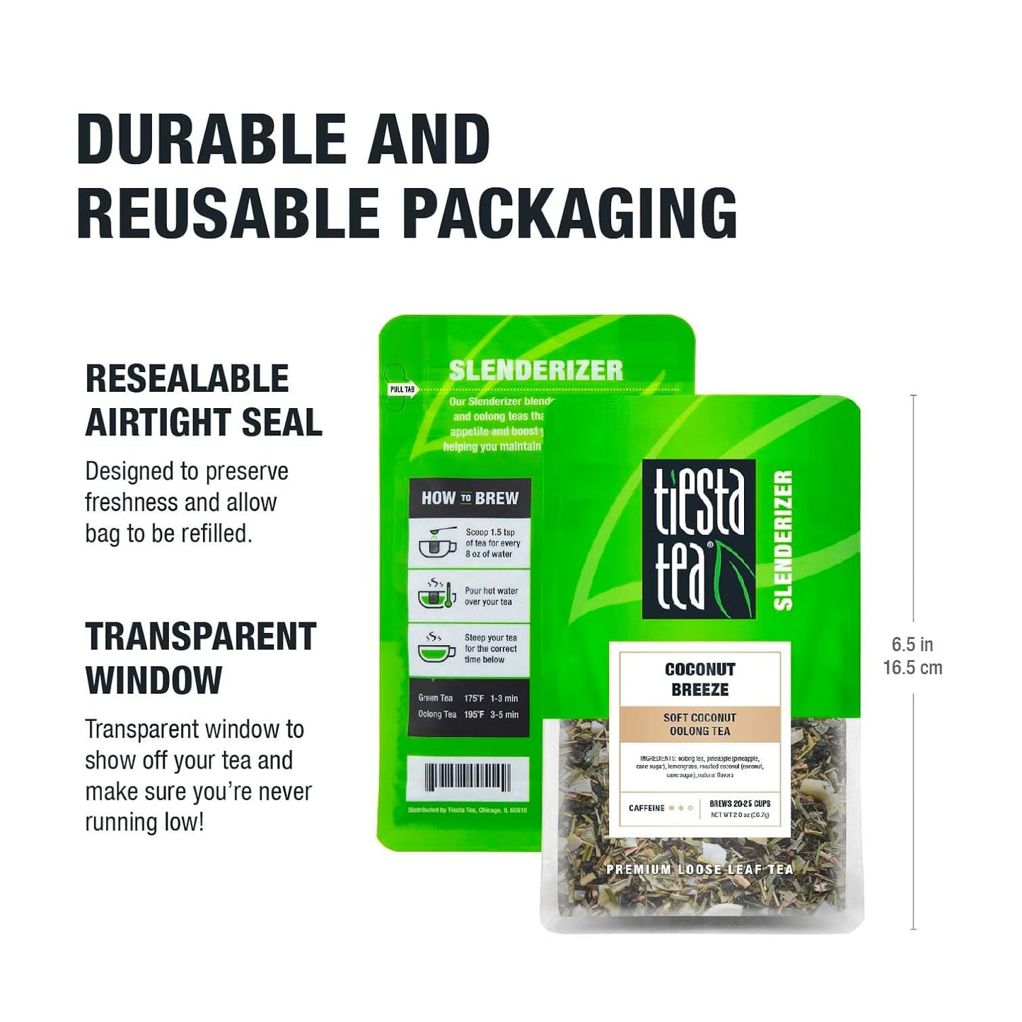 Tiesta Tea - Coconut Breeze, Loose Leaf, Soft Coconut Oolong Tea, Medium-Caffeinated Blend, Makes Hot or Iced & Up to 20-25 Cups, 2oz Resealable Pouch