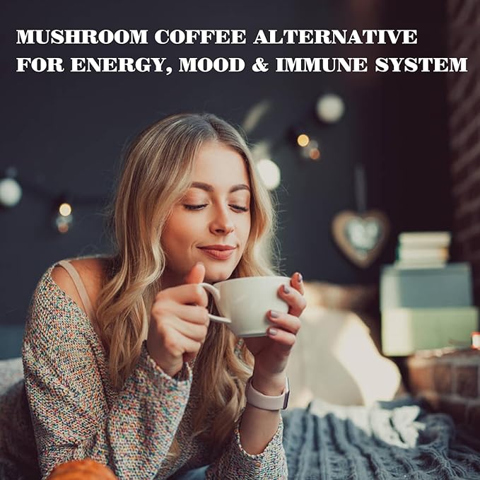 Mushroom Hot Chocolate Mix with Reishi, Mushroom Coffee Alternative Hot Cacao Powder for Energy, Mood and Immune System, Gluten Free