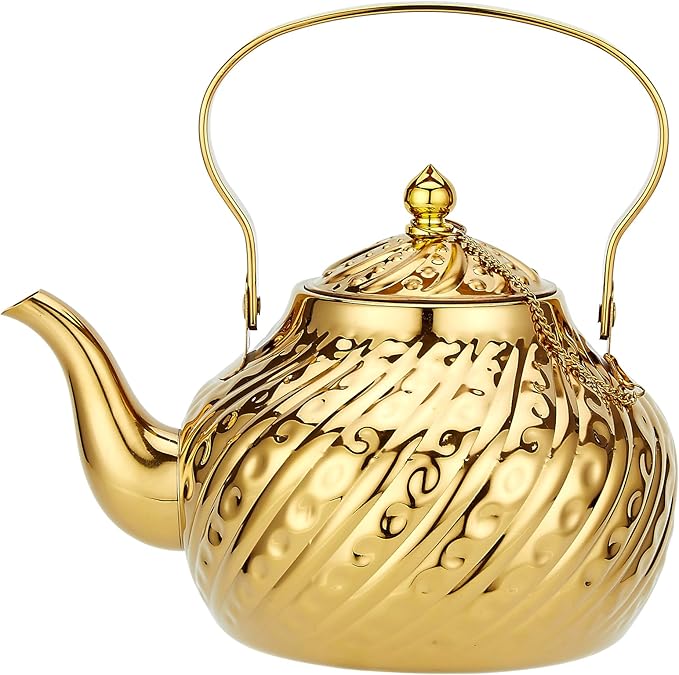 SANQIAHOME 2000ml stainless steel antique style teapot,with Infuser, thickened boiling kettle, lifti