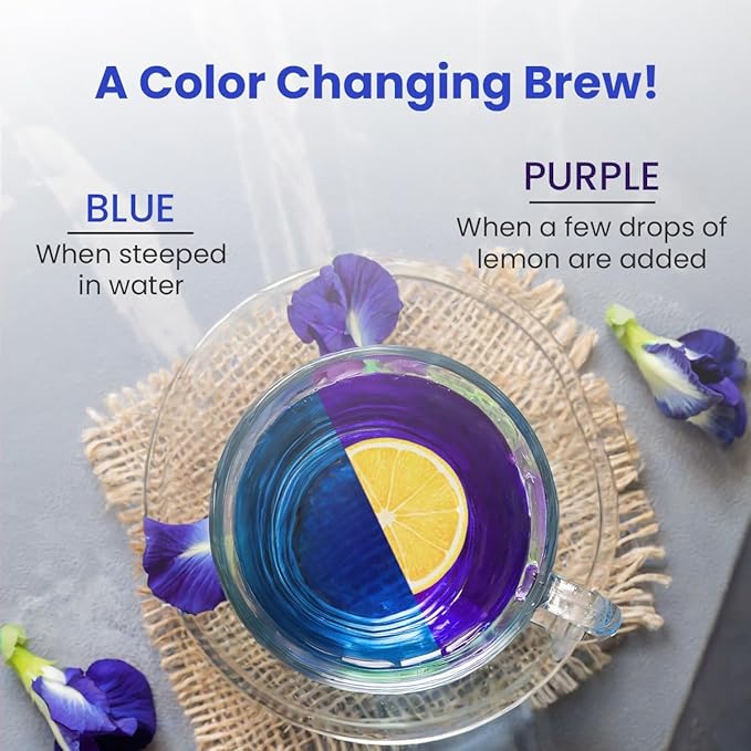 BLUE TEA - Butterfly Pea Flower Tea - 25 Count - Plant Based Tea Bags | Antioxidant Rich | Herbal Tea - Caffeine free - Non Bitter - No Preservatives - Chemical Free | Single Tear Box | Easy Pull Sachets