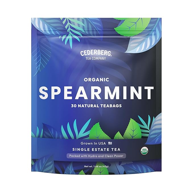 Cederberg Tea Company Organic Spearmint Tea — 30 Tea Bags, Organic Herbal Tea From Single Origin, Eco-Friendly Tea Bags
