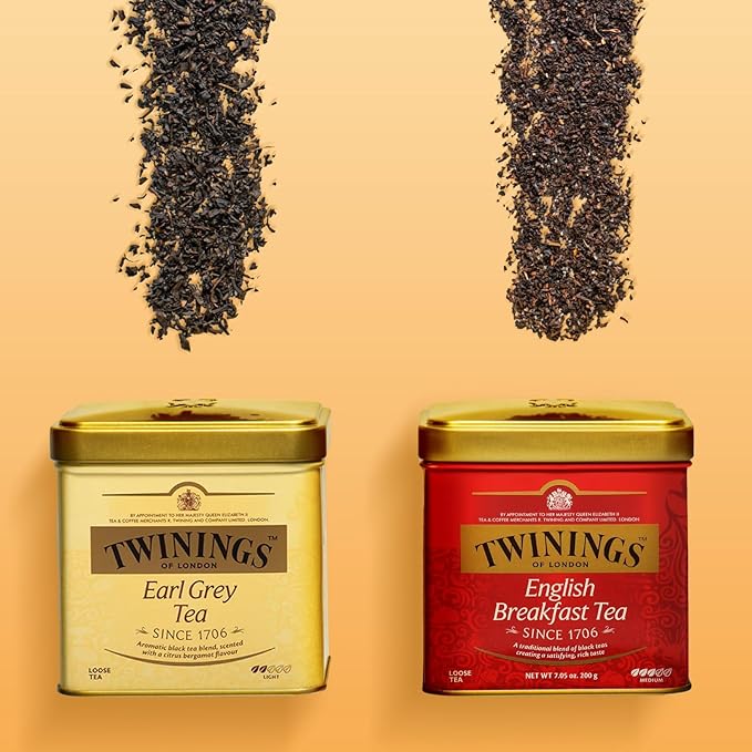 Twinings English Breakfast Loose Tea Tin, 7.05 Ounce Tin (Pack of 1), Smooth, Flavourful, Robust Black Tea Leaves, Caffeinated, Enjoy Hot or Iced