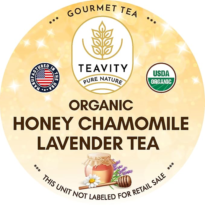 Organic Chamomile and Lavender Tea Pods for Keurig - Decaf Herbal Tea for Keurig K Cups - Honey Chamomile Lavender by Teavity (36 Tea Pods)