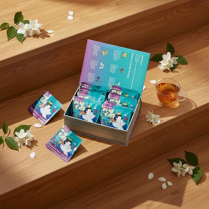 Leafberry Chestnut Rose Energy Tea Bag (Rich in Vitamin C) Decaffeinated Gift Box Tea Bags Gluten Free and All Natural Individually Packaged (10 Count)