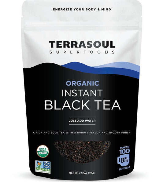 Terrasoul Superfoods Organic Instant Black Tea, 3.5oz – Premium, Bold & Smooth Flavor, USDA Organic