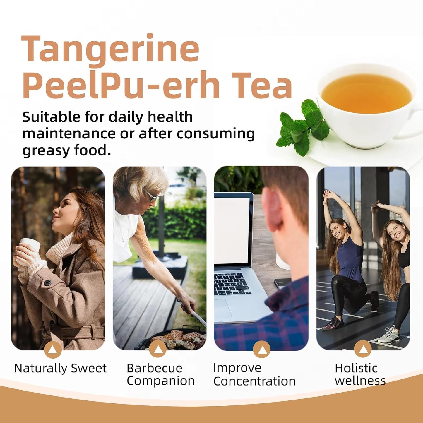 Tangerine Peel Puerh Tea Bags - Chenpi & Puer Herbal Blend for Digestive Aid & Wellness, Ripe fermented Tea with Natural Mandarin Aroma, Traditional Chinese Tea 2.12oz 20 Bags, AeroMind CloudTrade