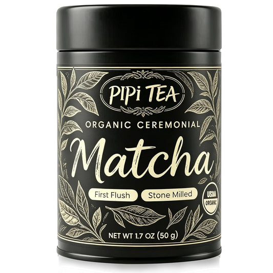 Pipi Tea Organic Matcha Green Tea Powder, Traditional Stone-Ground Process, Non-GMO, Vegetarian, 1.7OZ | 50g - 1PCS