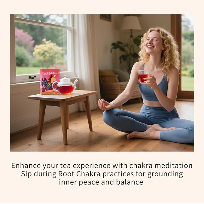 Five Reds Tea for Rejuvenates Energy, Leafberry Sampler Wellness Functional Herbal Tea Detox Boosts Immunity Awaken Rose Jasmine Red Dates Beans 10 Bags Box Teas Drinkers Gifts for Women