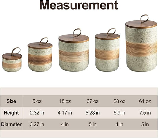 Ceramic Jar with Lid Airtight, Coffee Container Kitchen Food Storage Jars for Spice Sugar Tea Bag, Stackable Decorative Jars for Countertop, 18 fl.oz