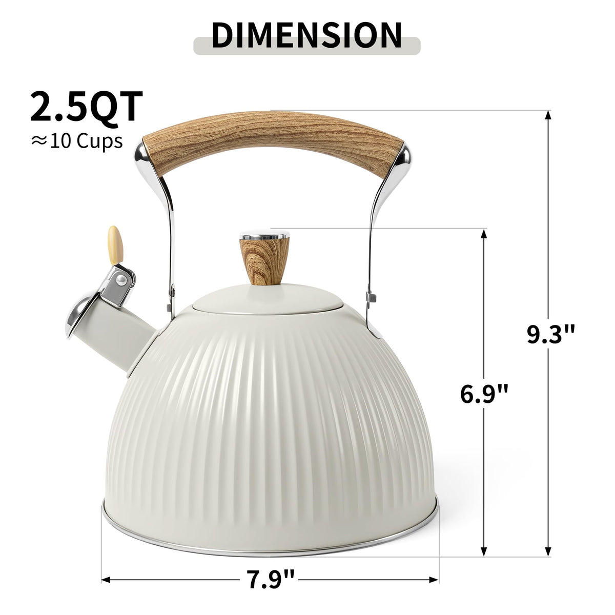 LONFFERY Fluted Tea Kettle for Stove Top