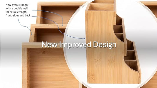 Theodore Vertical Bamboo Tea Organizer – Holds 180 Tea Bags – Compact Wooden Tea Storage Box for Home, Kitchen, Office – Fits Sugar Packets, Sweeteners, and Creamers