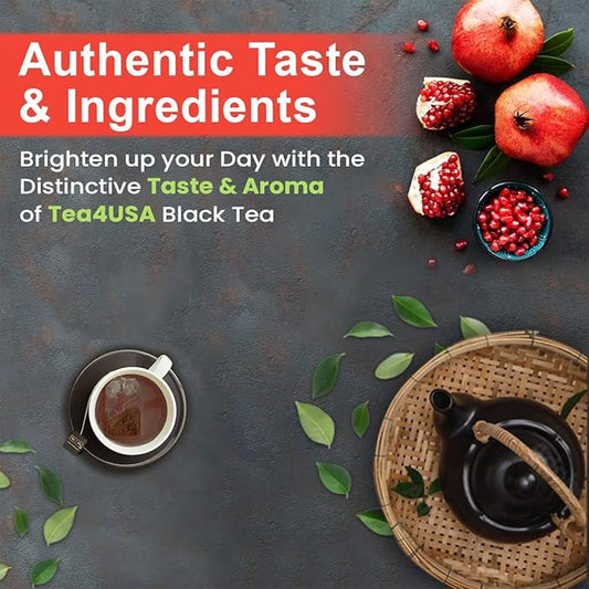 Tea4U Flavored Black Ceylon TeaBags (Pomegranate) - Ideal Quality from Sri Lanka's Finest Leaves and Expertly Blended - 25 Count