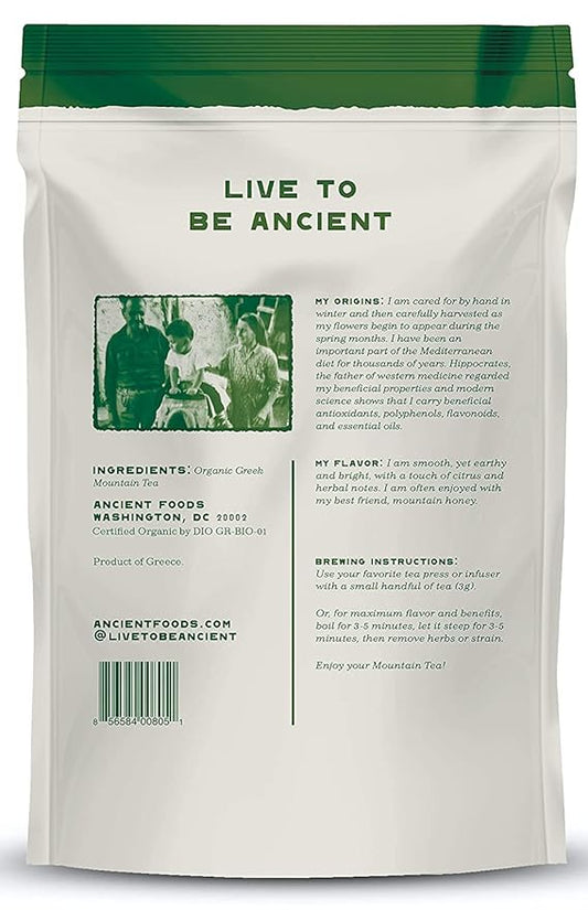 Ancient Foods Fresh Mountain Organic Greek Mountain Tea Caffeine Free Loose Leaf from Greece (40g)