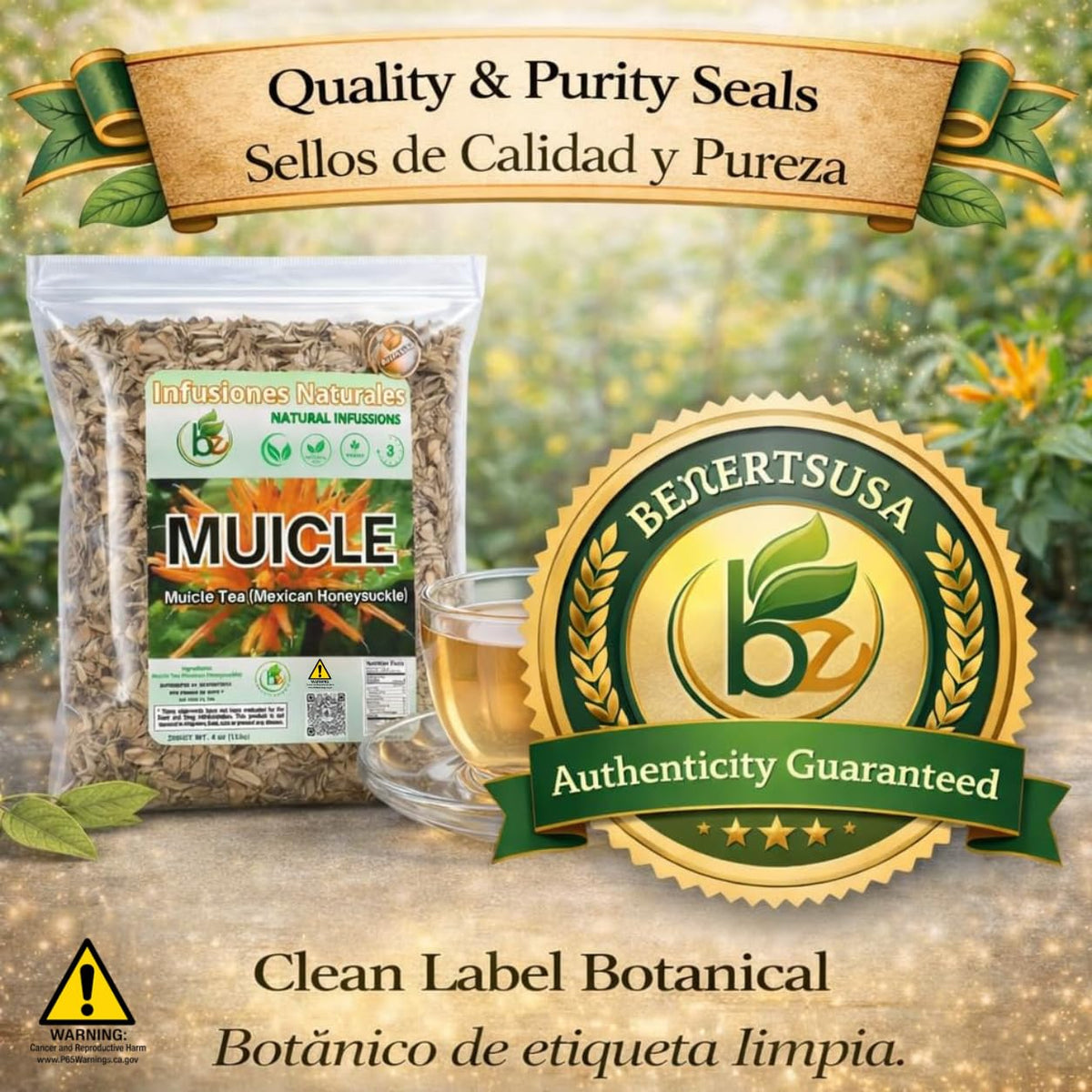 B-Experts Muicle Herbal Tea (Mexican Honeysuckle) β 4 oz Loose Leaf β 100% Natural, Wildcrafted, Vegan, Non-GMO, Gluten-Free