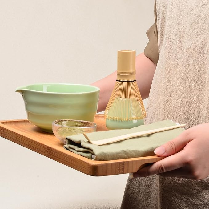Authentic Japanese Matcha Ceremony Set - 17oz Traditional Chawan Bowl with Bamboo Whisk (Chasen), Scoop & Stand - Complete Starter Kit for Beginners