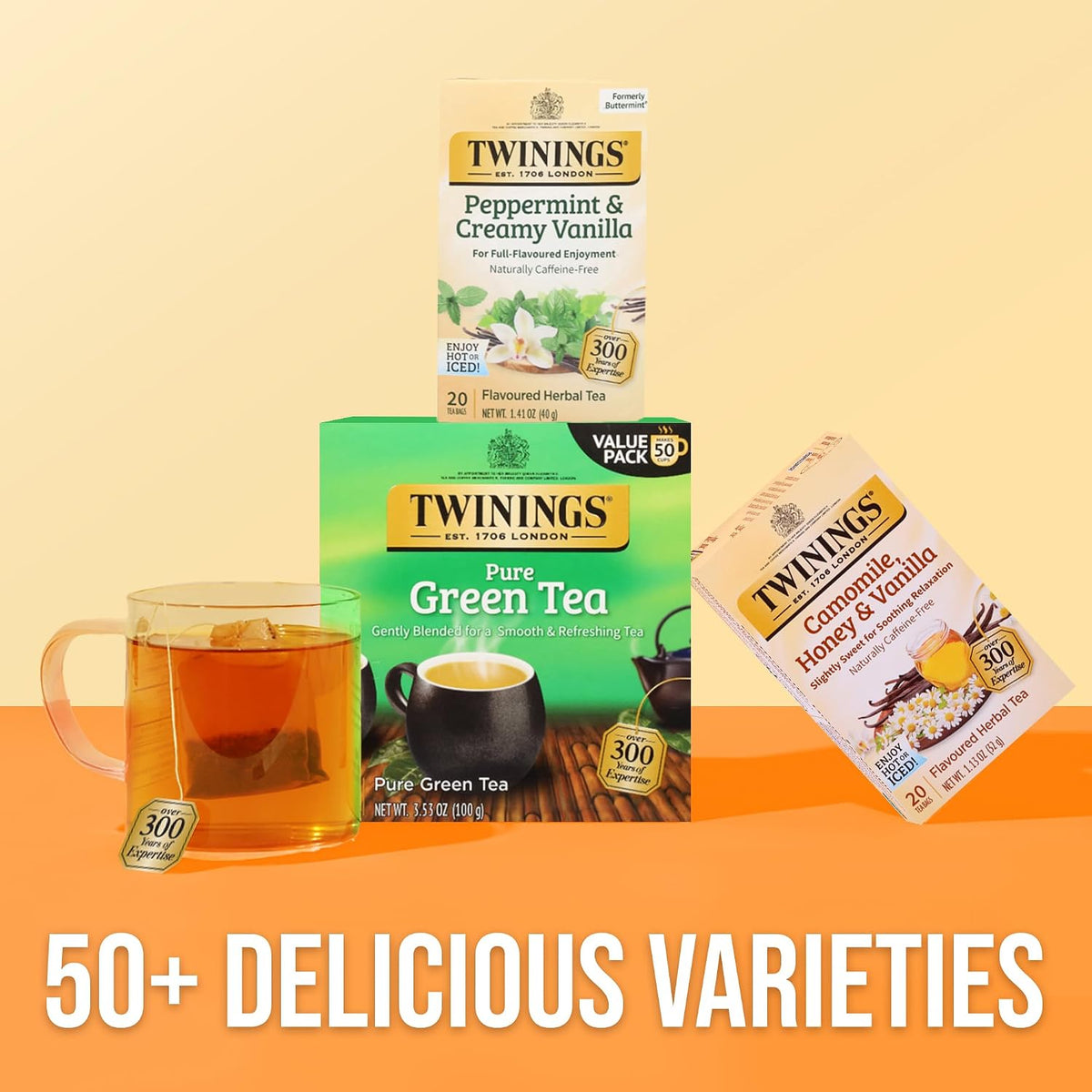 Twinings Peppermint & Creamy Vanilla Herbal Tea Individually Wrapped Bags