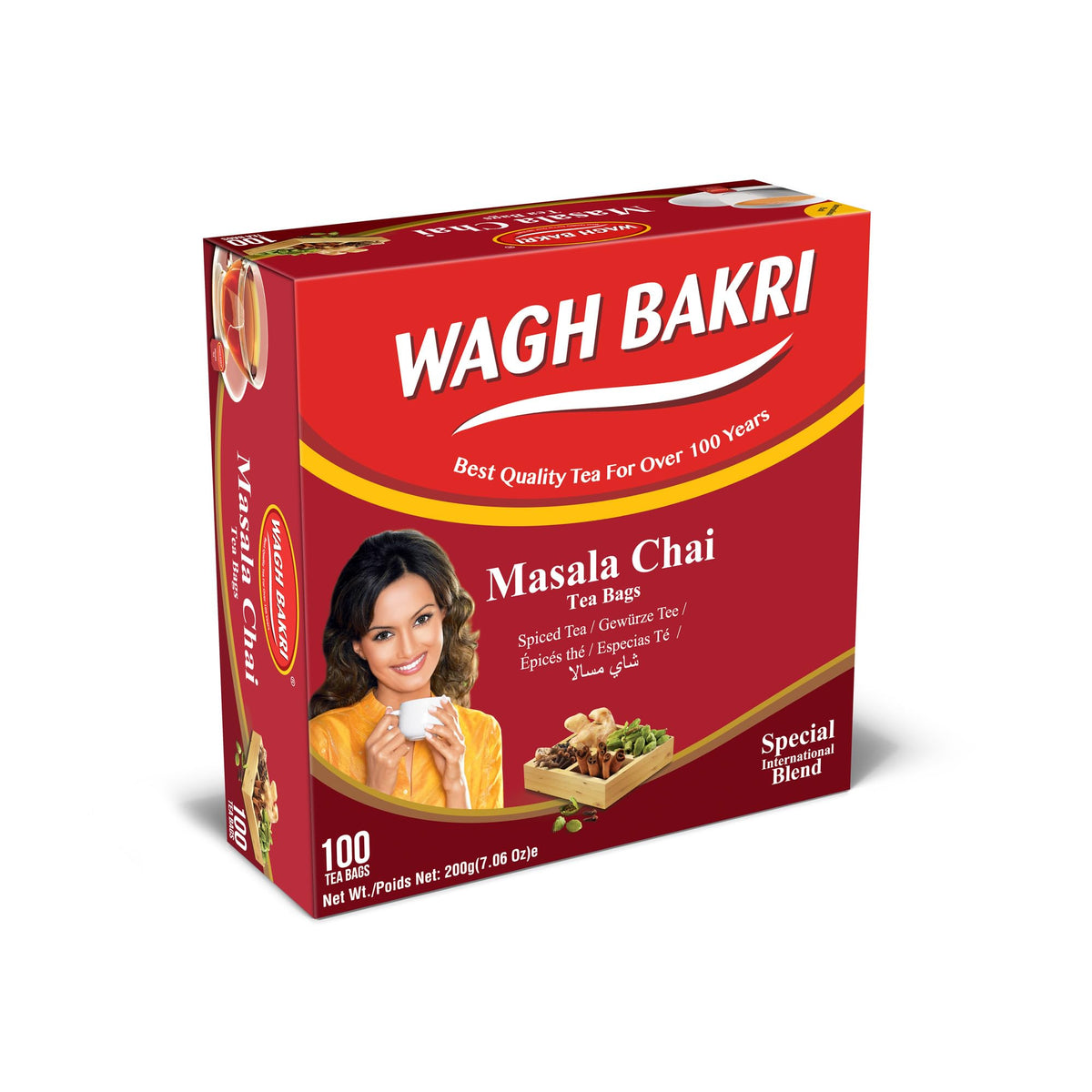 Wagh Bakri Chai Tea Bags, 100 Tea bags of Special International Blend, 200 grams