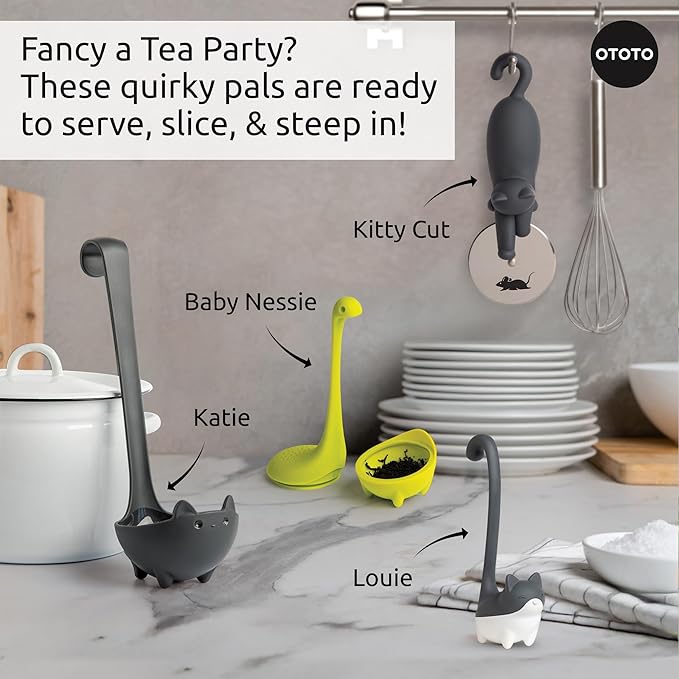 Ototo Louie Cat Tea Infuser - Cats Loose Leaf Steeper & Diffuser, Tea Strainer Accessories, Cute Gifts for Cat Lovers, White Elephant Gifts