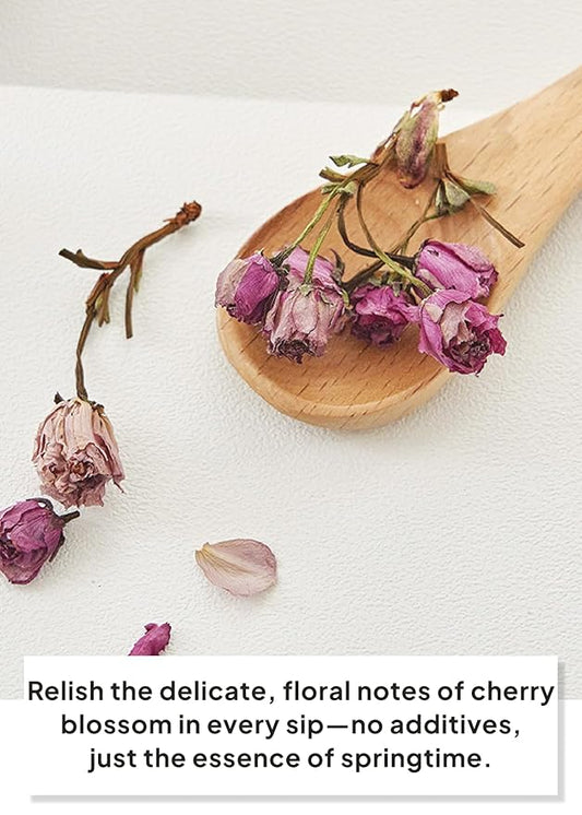 Korean Food, Original Cherry Blossom Flower Tea, Decaf Floral Blend, Fully Natural Flowers, No Caffeine, Sugar Free, Zero Calories, Made in Korea, 10g