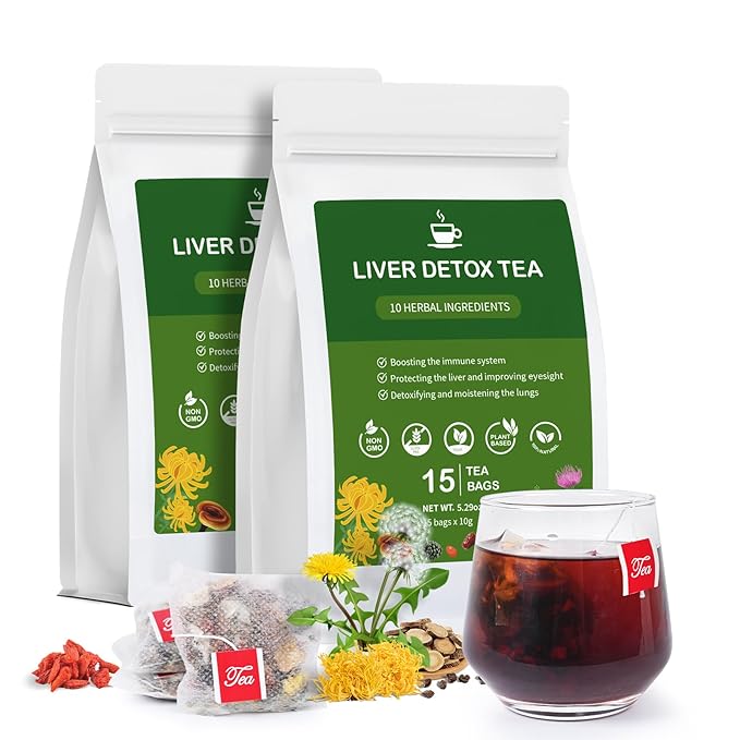 Liver Detox Tea, Chinese Kidney and Liver Cleanse Detox Herbal Tea Support Kidney Healthy Function w