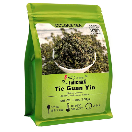 FullChea - Oolong Tea 8.8oz / 250g - Anxi Tieguanyin Chinese Tea - Loose Leaf - Tie Guan Yin - Iron Goddess of Mercy - Fruit Aroma - Aids digestion Tea