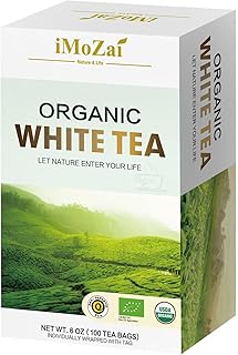 Imozai Organic White Tea Bags 100 Count Individually Wrapped