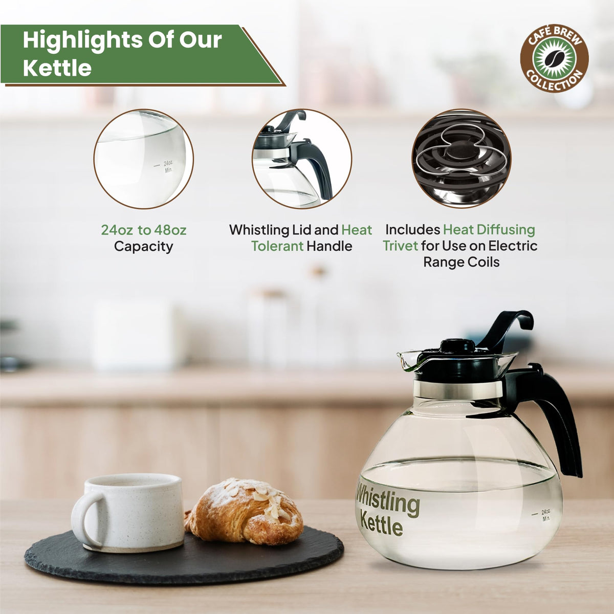 CAFÉ BREW COLLECTION Café Brew Glass Tea Kettle, 12 Cup