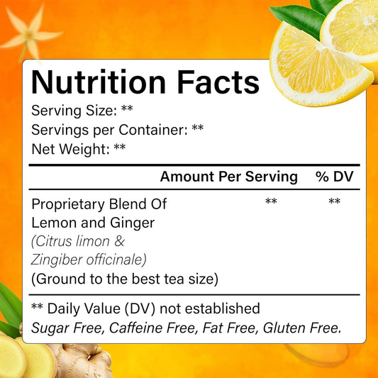 FreshDrinkUS, Premium Lemon Ginger Tea, 150 Count, Caffeine-Free Blend