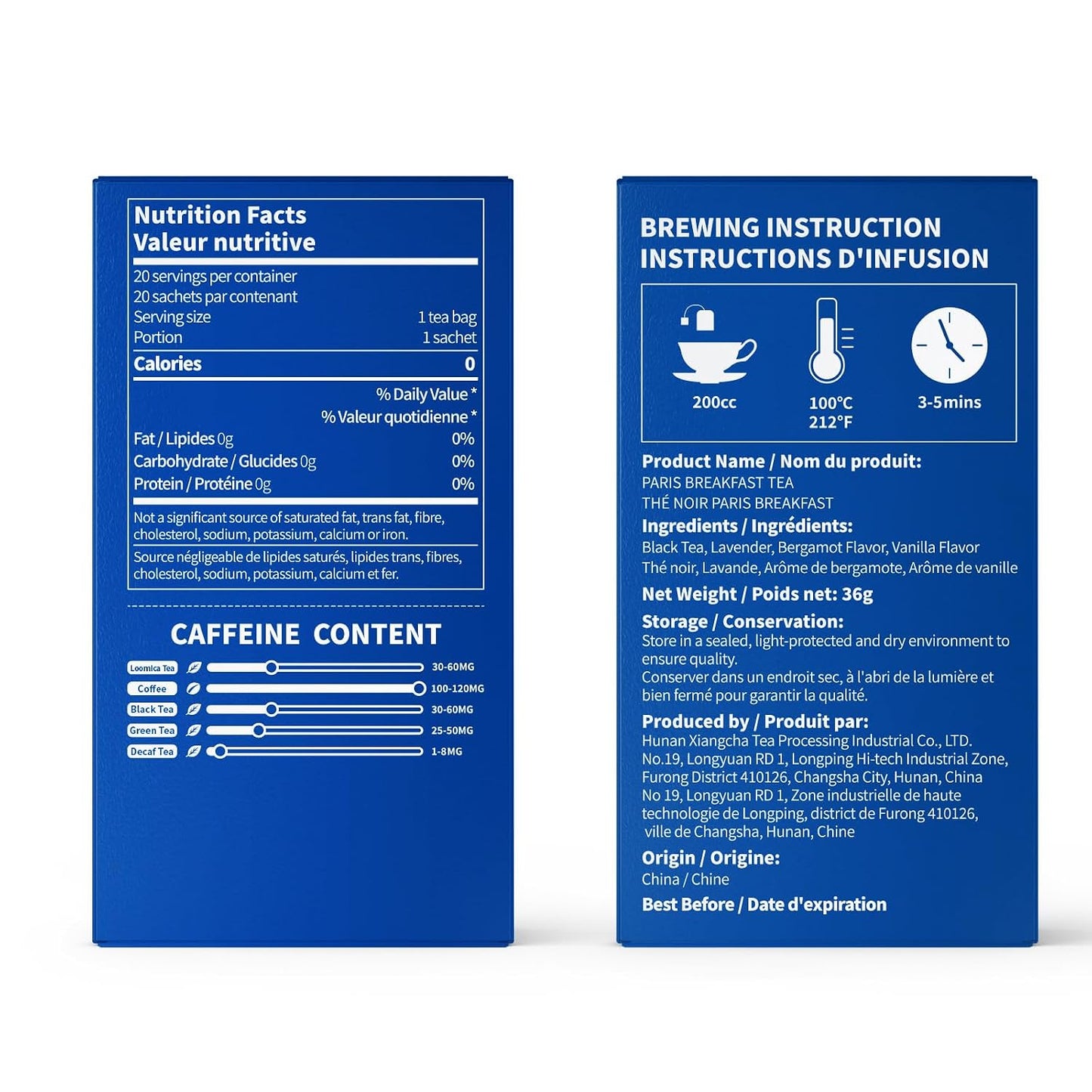 LOOMICA Paris Breakfast Black Tea Bags, 20 Ct, Lavender Bergamot Vanilla | Rich & Smooth, Flavored Black Tea, Morning & Afternoon Tea, Full-bodied; Individually wrapped, Hot or iced, Home & office
