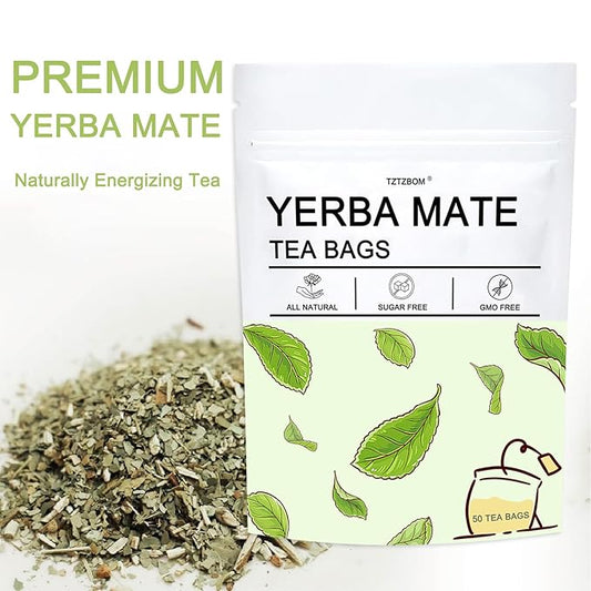 Yerba Mate Tea Bags - Unsmoked Yerba Mate, Hi-Caffeine - Organic Detox Tea - Rich in Chlorophyll, Antioxidants and Vitamins & Boost Energy, 50 Count