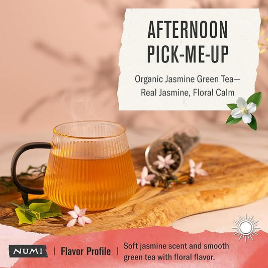 Numi Organic Tea Jasmine Green, 18 Count (Pack of 3) Box of Tea Bags (Packaging May Vary)