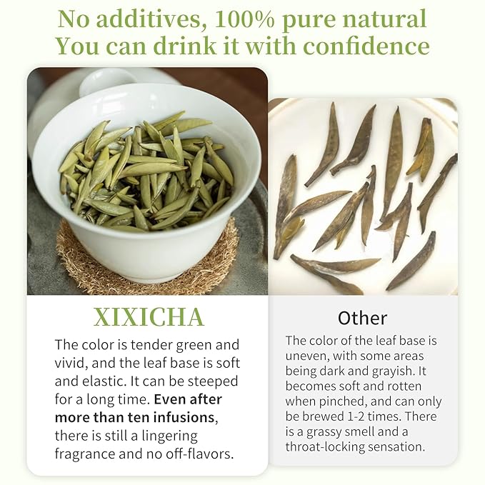 XIXICHA Silver Needle White Tea Loose Leaf Grade AAA Premium Silver Needle Tea Fuding White Tea Baihao Yinzhen Tea 80g/2.82oz 白茶 白毫银针 福鼎白茶 茶叶