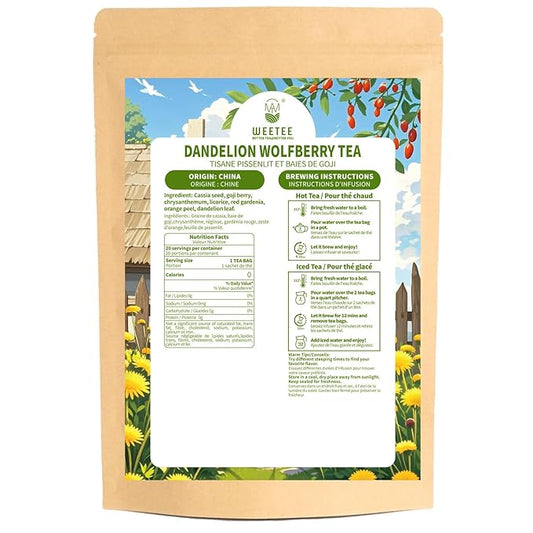WT Weetee Dandelion Wolfberry Tea Bags 200g 60-80 Cup, 7 Natural Herbal Ingredients Goji Berry Chrysanthemum Cassia Seed