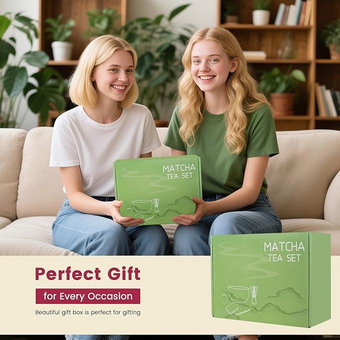 7 Pcs Matcha Whisk Set, Complete Japanese Tea Ceremony Kit with Ceramic Bowl (Chawan) & Bamboo Whisk, Traditional Starter Matcha Set, Ideal Gift for Beginners & Matcha Lovers