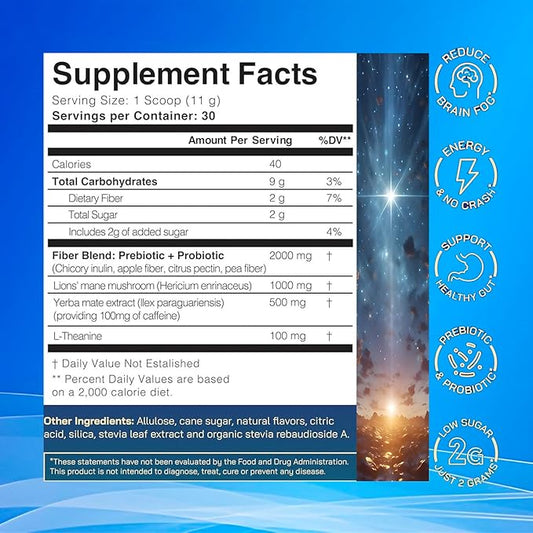 Yerba Mate Instant Tea 3-in-1 Super Drink Mix - Natural Extract, Boost Energy, Focus, Immunity & Gut Health .(30 Servings)