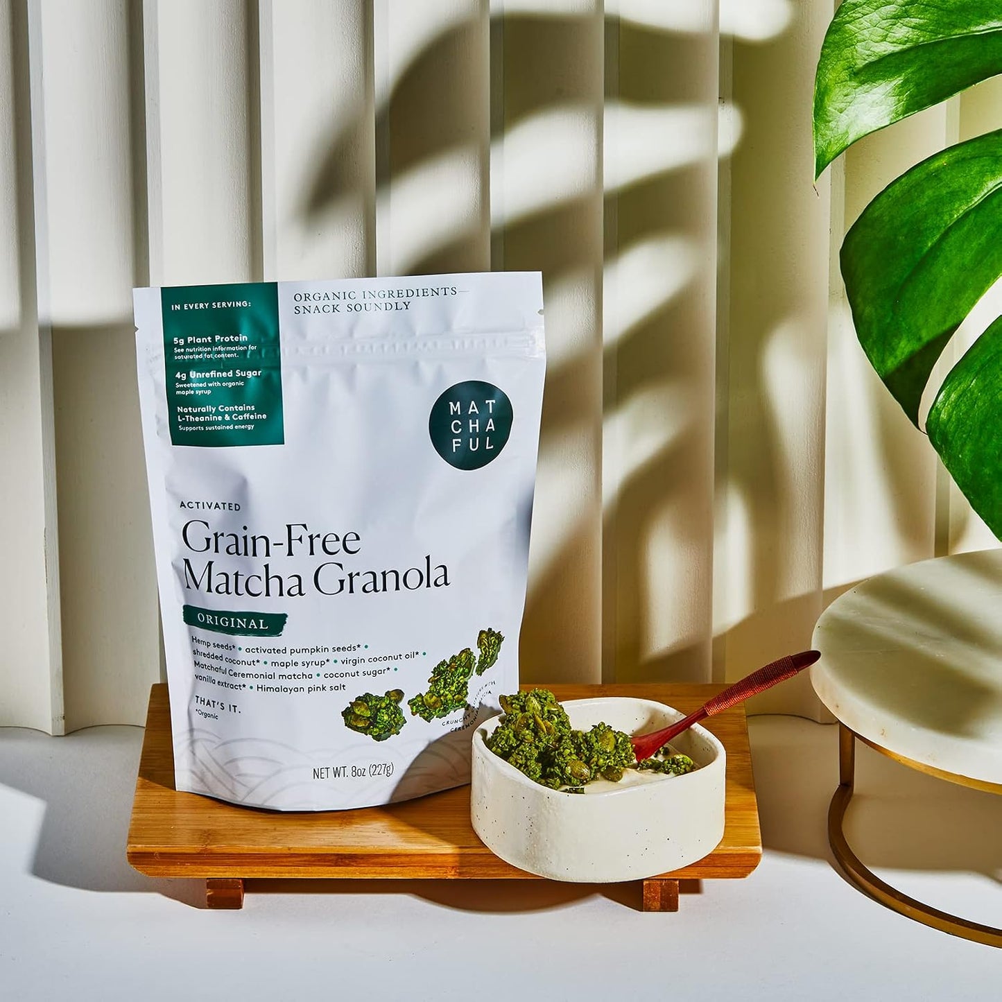 Matchaful - Original Matcha Granola - Activated - Vegan - 8oz Bag | Grain Free, Organic Ingredients - No Refined Sugar, No GMO - Gluten Free Granola Mixed w/our Hikari Single Origin Matcha